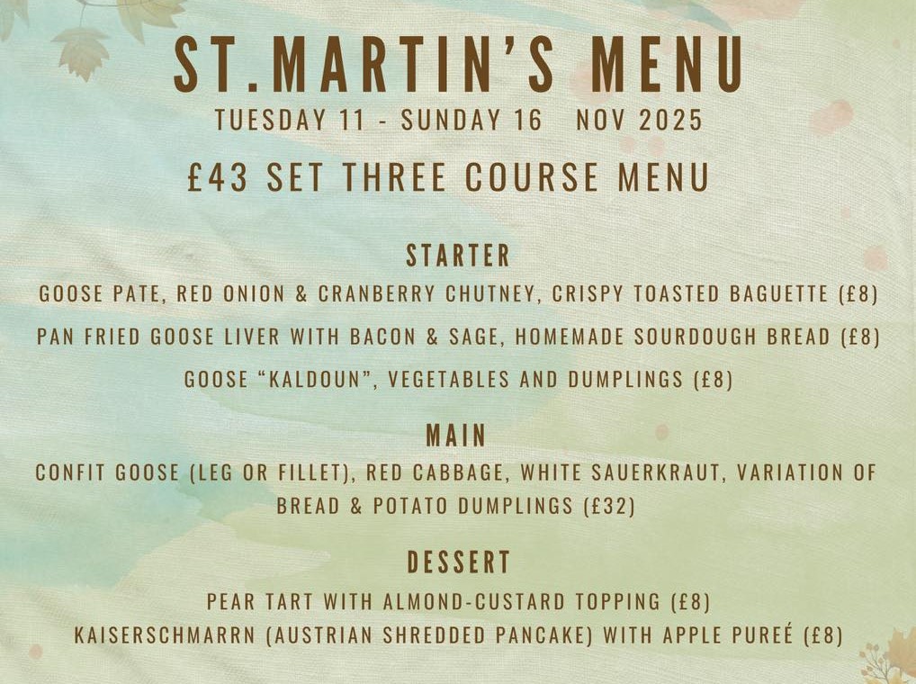 St Martins menu